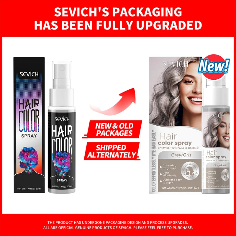 Sevich Hair Color Spray – Temporary Hair & Beard Dye, Long-Lasting, 5 Colors 30ml Peaceful Pleasures Health and Wellness Grey