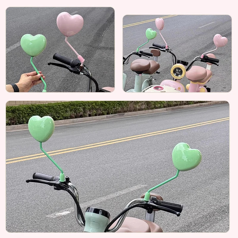 Heart Shaped HD Convex Rearview Mirror for Electric Cars – Pair