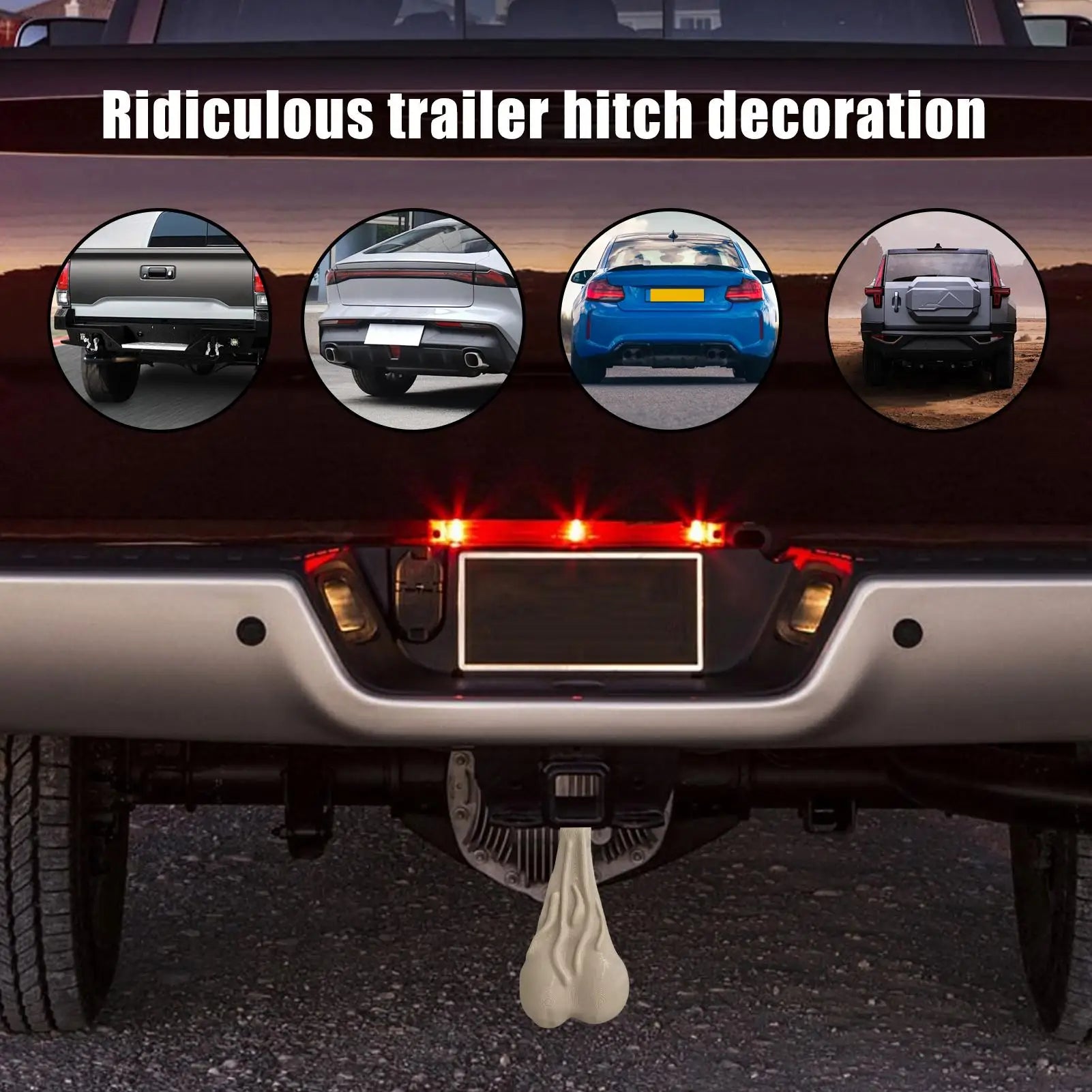 Truck Balls Nuts Funny Bumper Ornaments Prank Gag Automotive Decorative Accessories for Men Boyfriend Husband Friends Adult Gift Peaceful Pleasures Health and Wellness