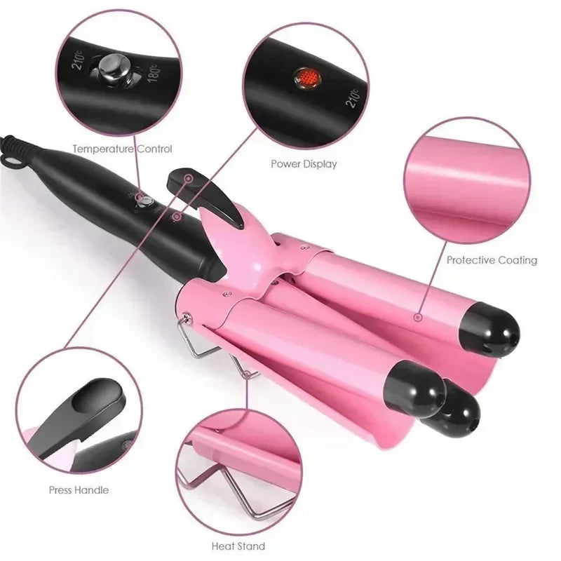 Professional Hair Curling Iron Ceramic Triple Barrel Hair-Curler Irons Hair Wave Waver Styling Tools Hair Styler Wand for Woman Peaceful Pleasures Health and Wellness