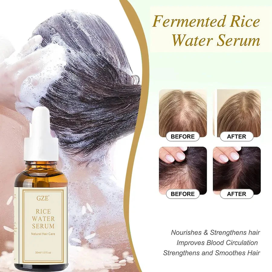 GZE Organic Rice Water Serum for Hair Growth & Skin | 30ml Hair Growth Serum Peaceful Pleasures Health and Wellness