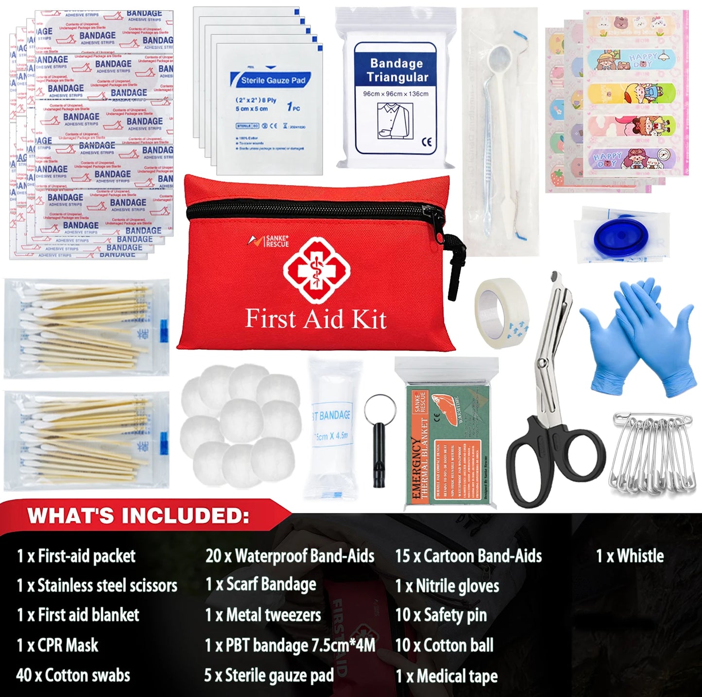 26-330 Piece First Aid Kit All-Purpose Tactical Emergency Kit In The Car Military Acessories Survival Kits Camping Medical Bag Peaceful Pleasures Health and Wellness 110 pcs