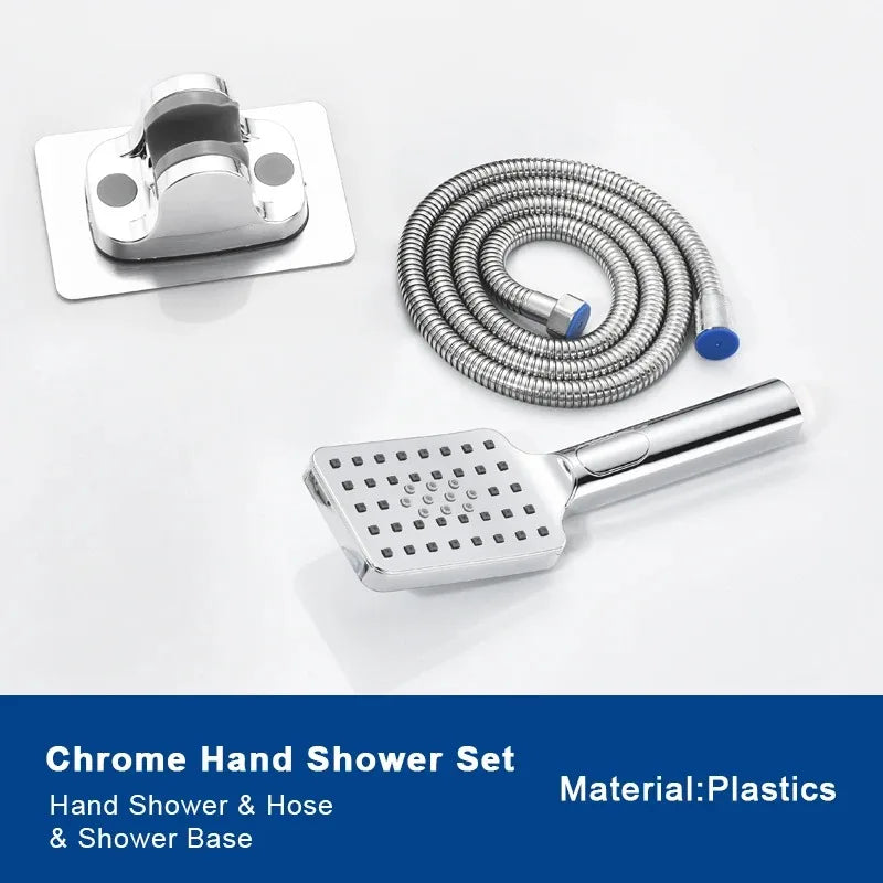 Wall Mounted Waterfall Bathtub Faucet Set with Handheld Shower