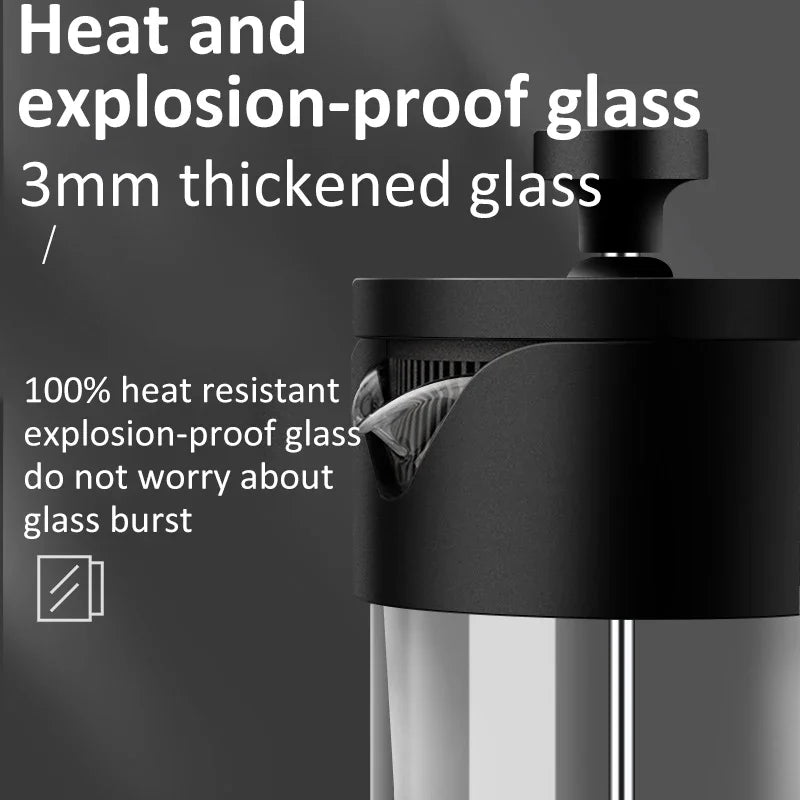 350/600/1000ML French Press Coffee Maker Pot Thickened Borosilicate Glass French Press Coffee Maker Multifunction Hand Punch Pot Peaceful Pleasures Health and Wellness