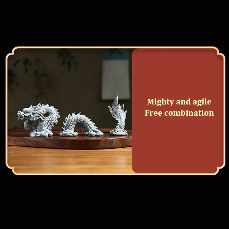 Chinese Stone Dragon Fish Tank Ornament | Aquarium Decor Set