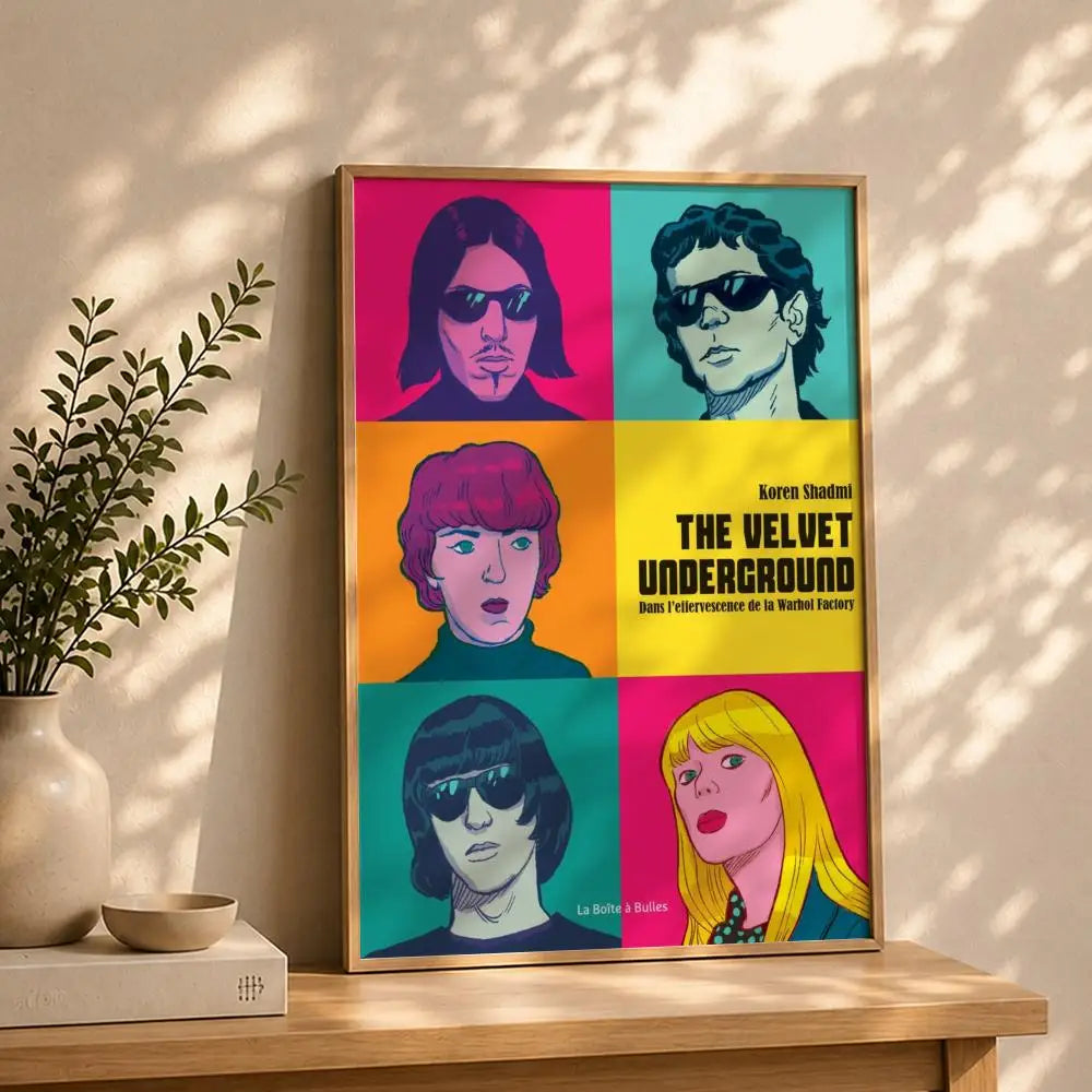 Band T-The Velvet UndergroundS Poster HD Self Adhesive Waterproof Wall Art Ideal for Home Office Dorm Bedroom Great Gift Peaceful Pleasures Health and Wellness White8 40X50cmNoframe