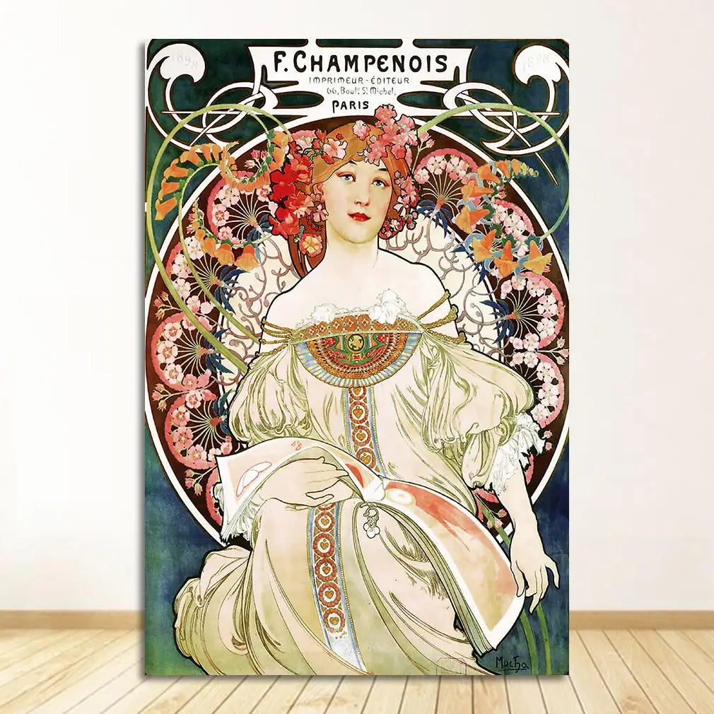 Alphonse Mucha Art Nouveau Vintage Canvas Wall Art Print