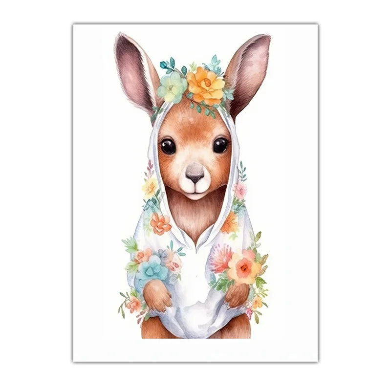 Nursery Animal Canvas Art – Lion Bear Fox Floral Crown Kids Decor Nursery Canvas Print Peaceful Pleasures Health and Wellness 05 40x60cm No Frame China Mainland