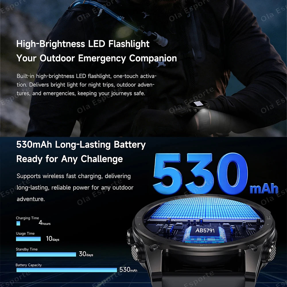 Ola Esporte HW12 Military Smart Watch | Bluetooth Call AMOLED