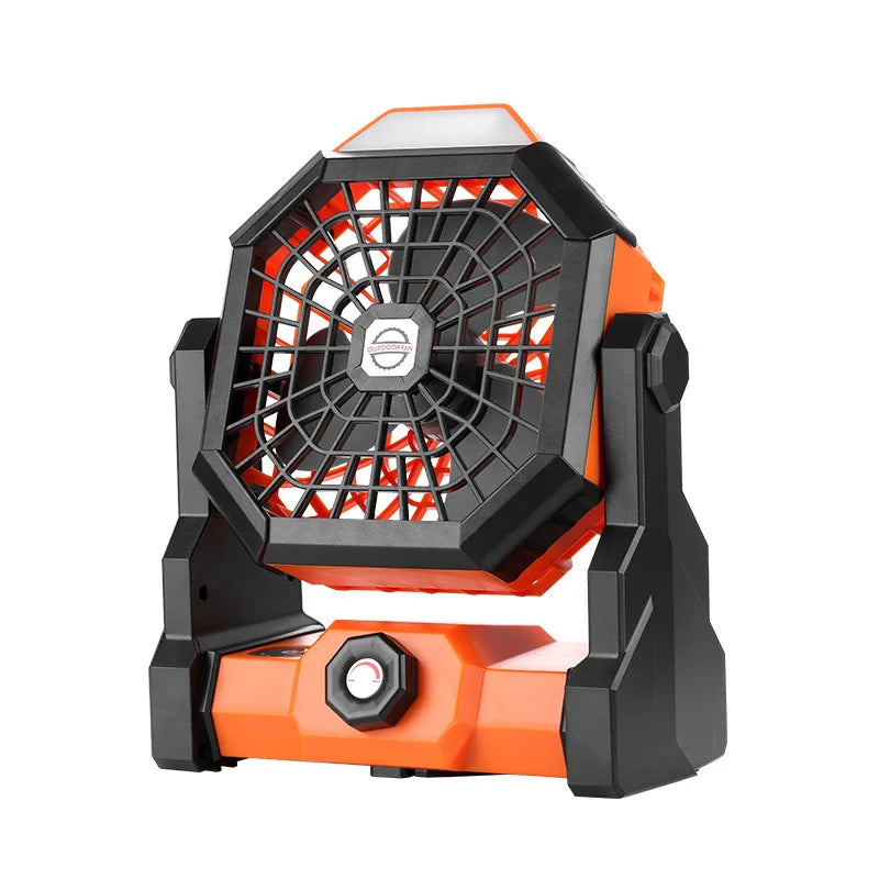 7800mAh Rechargeable Camping Fan with LED Light and Hook Portable Wireless Desktop Air Circulator for Outdoor Tent Car Trip Peaceful Pleasures Health and Wellness USB-Orange