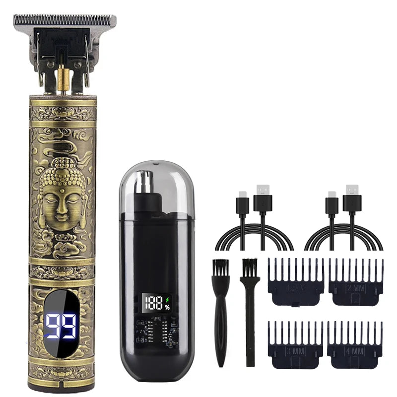 T9 Vintage Men's Hair Clipper & Beard Trimmer Kit | Rechargeable