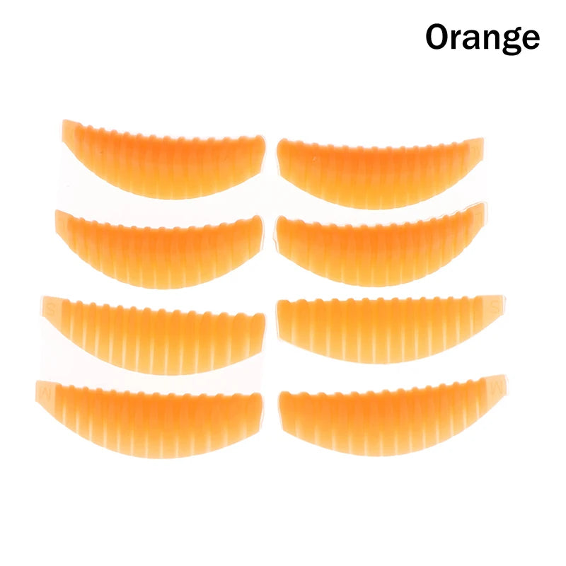 4Pairs Reusable Eyelash Lifting Pad Silicone Lamination Pad Vertical Stripe Perm Rods 3D Lashes Extension Curler Makeup Tool Peaceful Pleasures Health and Wellness Orange
