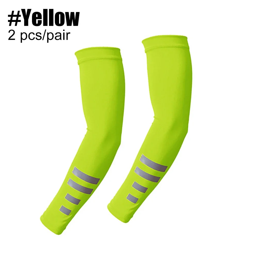Fingerless Gloves & Arm Warmers Set - Thumb Hole Knit Sleeves for Running, Cycling, Gym - Men & Women (1 Pair) Peaceful Pleasures Health and Wellness Yellow-1Pair