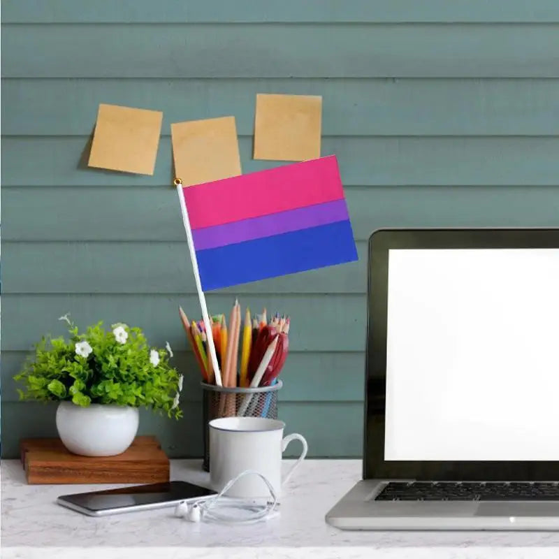 Mini Rainbow Hand Flags Sticks 14x21cm Pride Parade Celebration Party