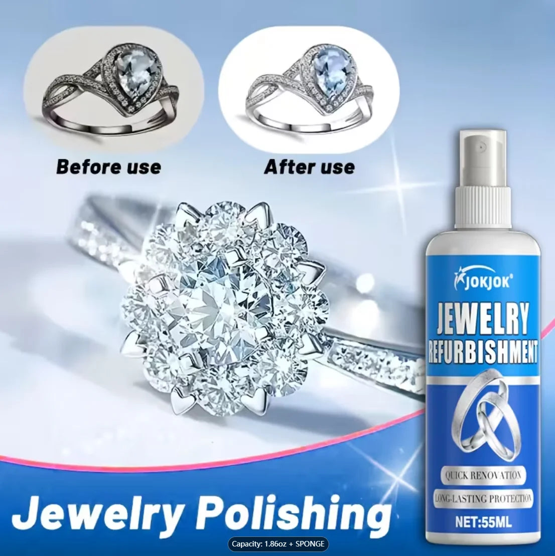 Quick Shine Jewelry Cleaner Spray with Sponge – Gold & Silver