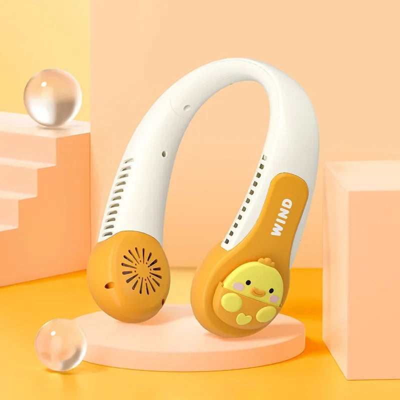 Bladeless Neck Fan Cute Pig & Dinosaur | 3 Speed USB Rechargeable