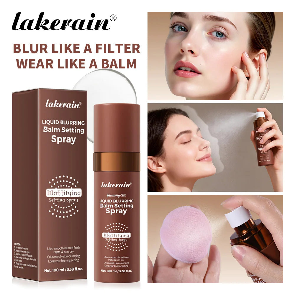 Lakerain Liquid Blurring Balm Setting Spray Long Lasting Moisturizing Repairing Oil Control Matte Blurred Finish Setting Spray Peaceful Pleasures Health and Wellness Setting spray
