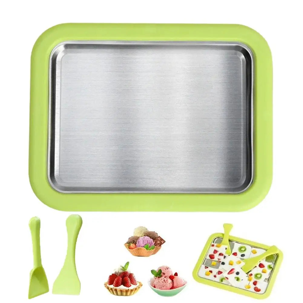 DIY Rolled Ice Cream Maker Pan with 2 Spatulas | Sorbet Gelato