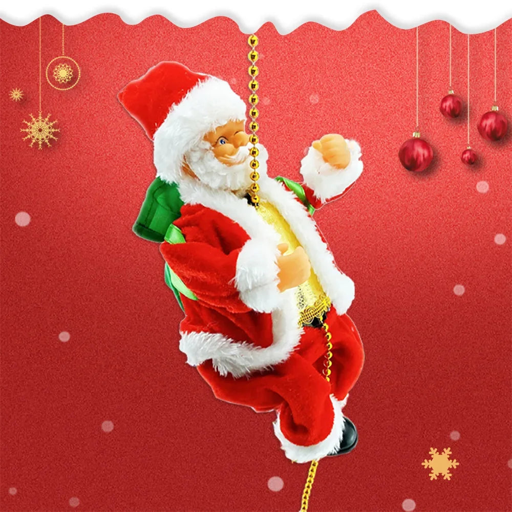 Santa Claus Climbing Beads Music Electric Doll Rope Climbing Santa Christmas Gift For Children Electric Toys Peaceful Pleasures Health and Wellness