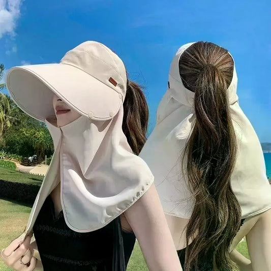 Women's UV Wide Brim Visor Shawl Cap | Beach & Outdoor Sun Hat Sun Visor Shawl Cap Oasis Select
