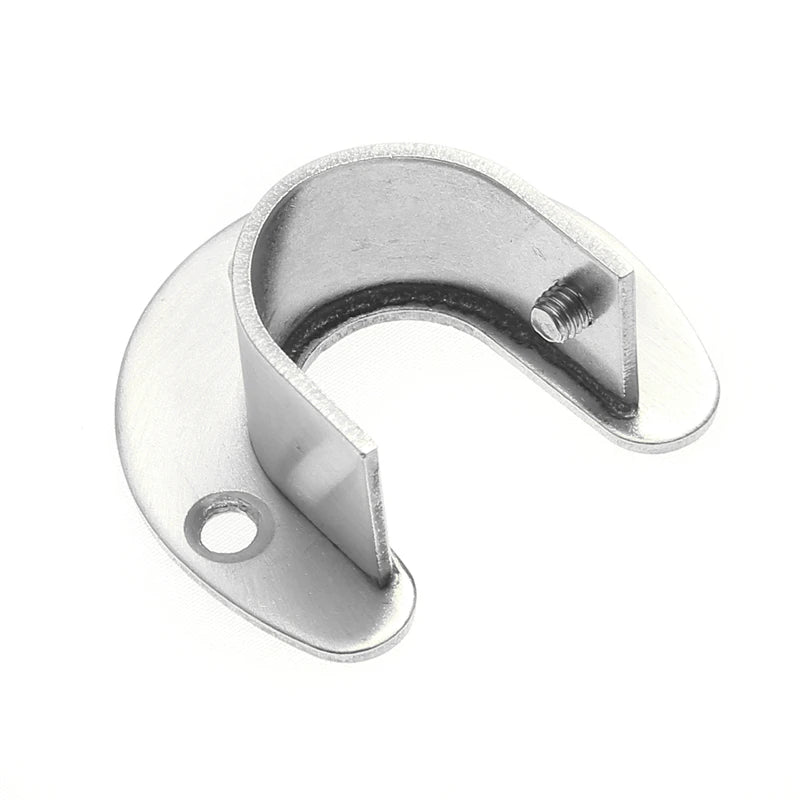 1Pc Stainless Steel Flange Seat Wardrobe Hanger Rod Tube Hook Fixed Support Bracket Seat Fixing Hardware Accessories Curtain Rod Peaceful Pleasures Health and Wellness Silver 25mm
