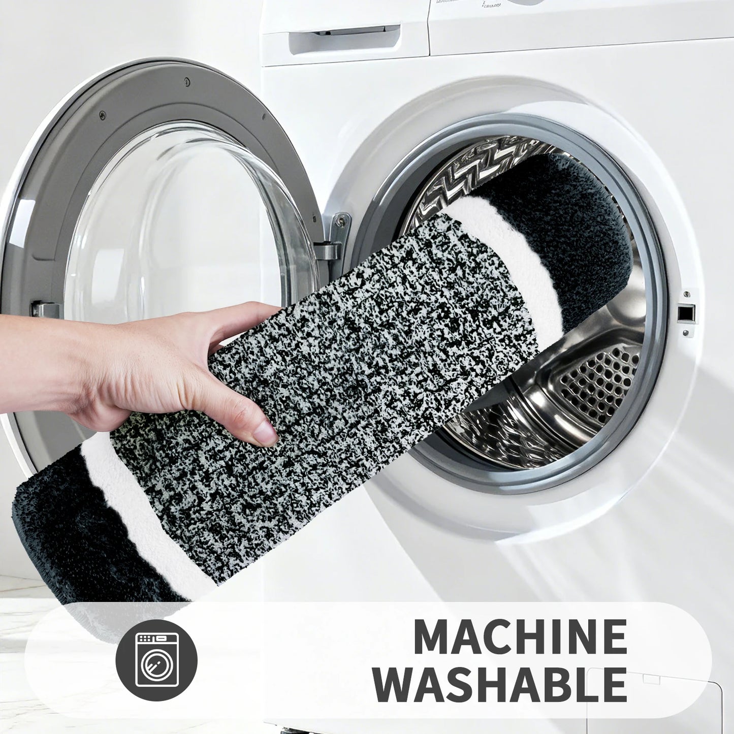 Microfiber Bathroom Closestool Carpet Waterproof Non-slip Quick Drying Machine Washable TPR Backing Medium Velvet Toilet Mats Peaceful Pleasures Health and Wellness