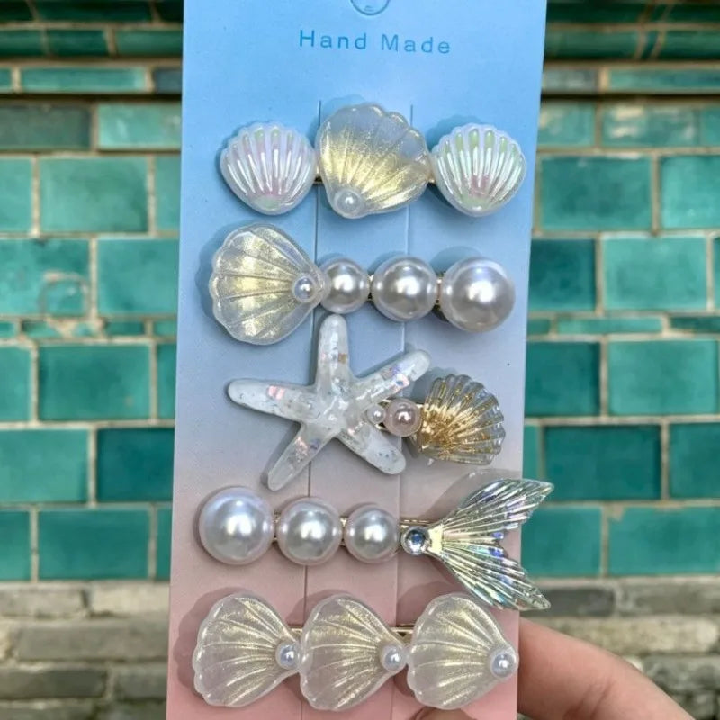Ocean Series Hair Clips Pearl Shell Summer New Mermaid Princess Beach Seaside Photo Hair Accessories Decor Peaceful Pleasures Health and Wellness