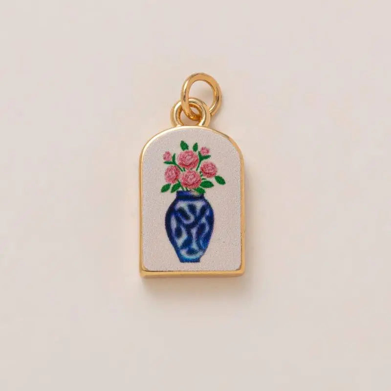 DIY Butterfly Flower Pendant – Gold-Plated Color Block Charm