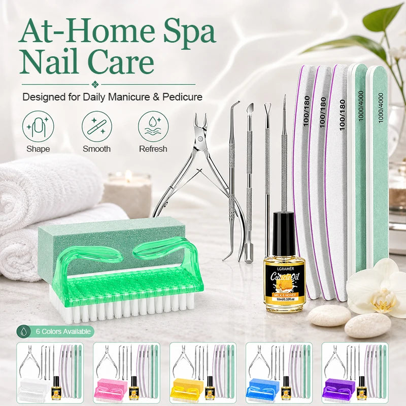 13-Piece Nail Care Manicure Set with Cuticle Oil & Nipper