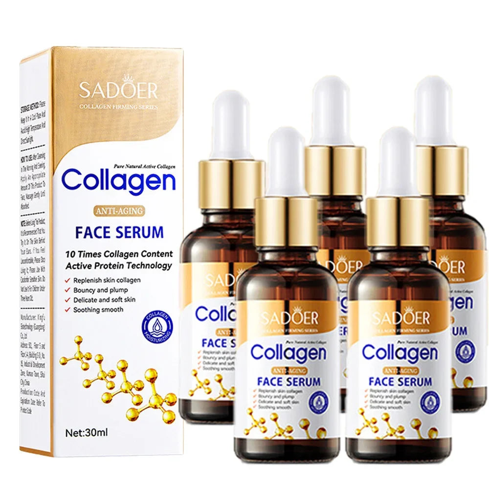1/3/5pcs SADOER Collagen Face Serum skincare Facial Essence Liquid Anti-aging Moisturizing Nourishing Facial Serum Skin Care Peaceful Pleasures Health and Wellness 5pcs