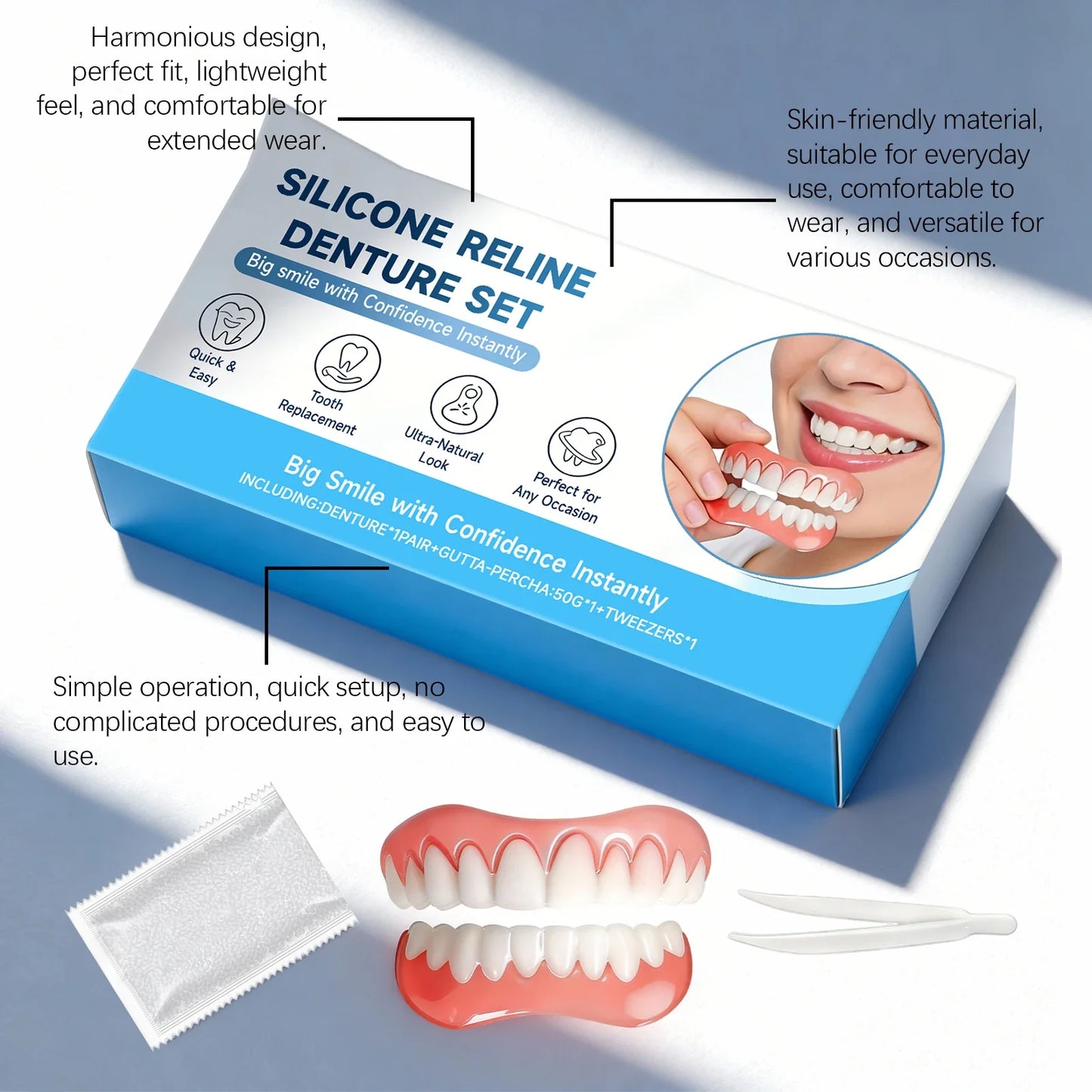 DIY Temporary Smile Veneers – Upper & Lower Cosmetic Denture Kit
