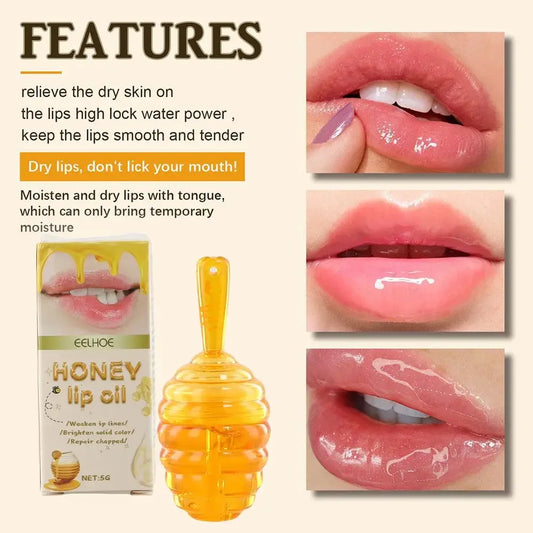 Honey Lip Oil Balm – Overnight Moisturizing & Lip Plumper 5g Peaceful Pleasures Health and Wellness