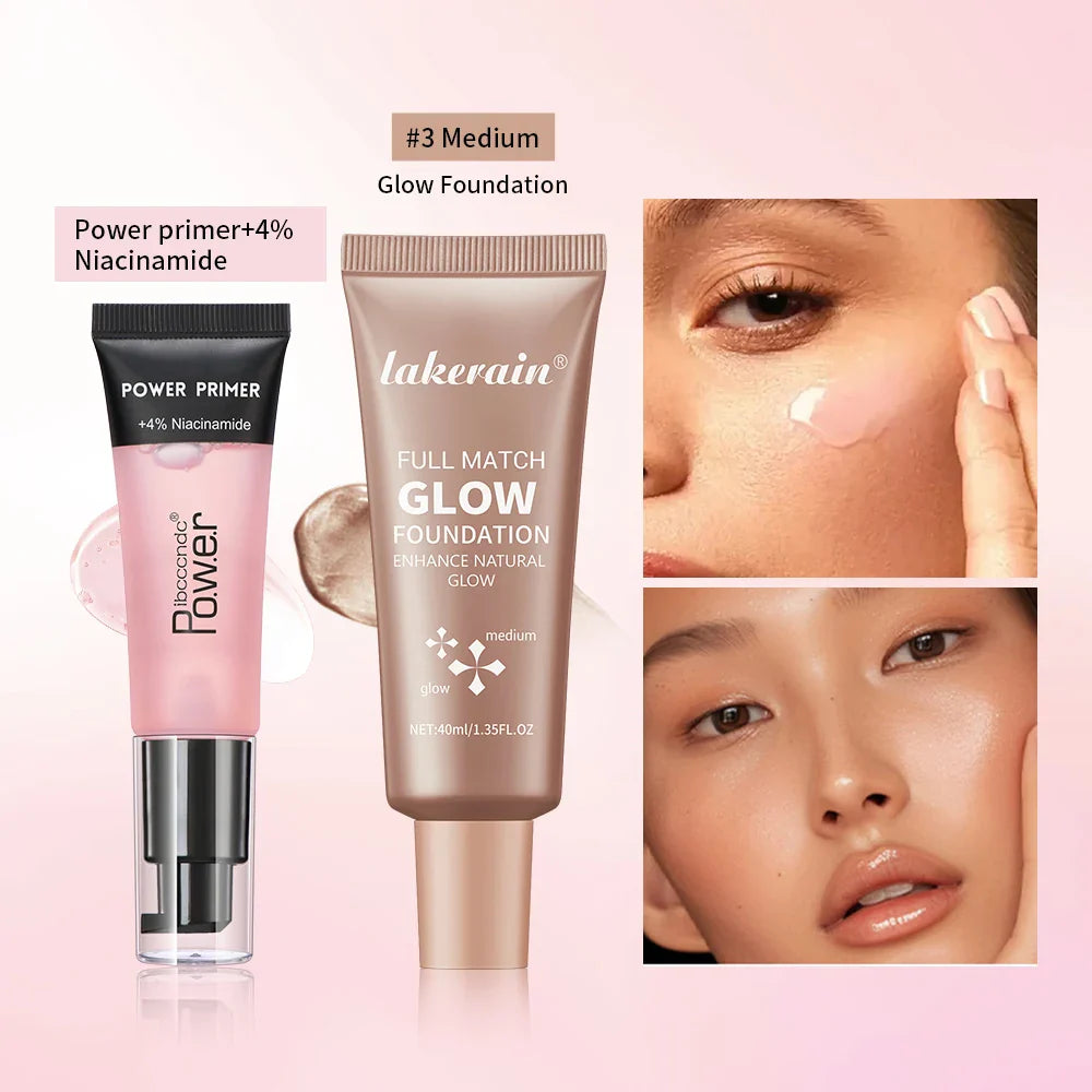 Powder Grip Primer & Glow Foundation Makeup Kit | Hydrating