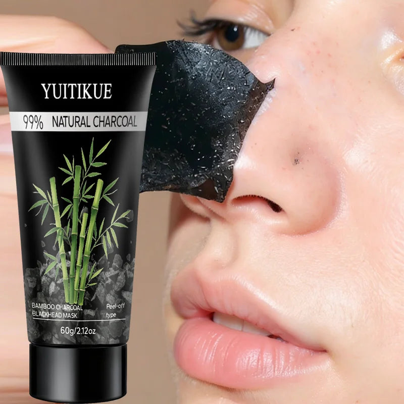 YUITIKUE Bamboo Charcoal Blackhead Mask 60g 99% Natural Charcoal Peel-off Mask for Deep Cleansing Peaceful Pleasures Health and Wellness