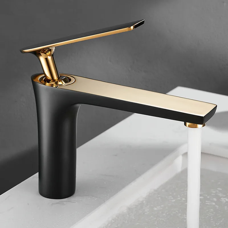 Black Gold Brass Basin Faucet | Single Handle Hot & Cold Tap