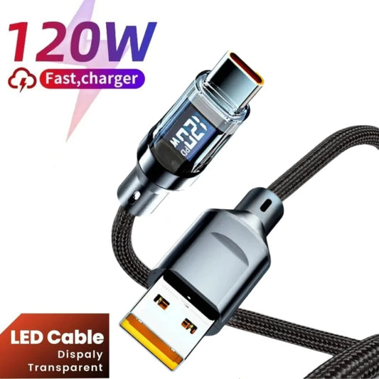 120W LED Display USB-C Fast Charging Cable | Samsung & iPhone USB-C Charging Cable Peaceful Pleasures Health and Wellness
