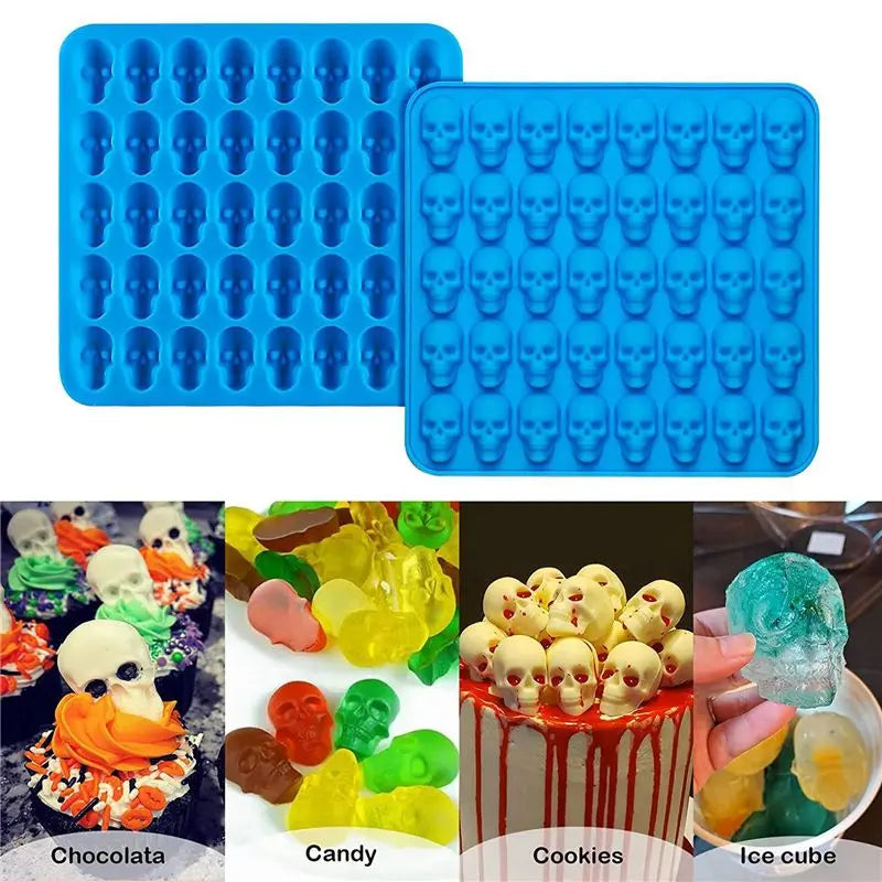 A36T-4Pcs Gummy Skull Candy Molds Silicone,Chocolate Gummy Molds With 2 Droppers Nonstick Food Grade Silicone For Candy Blue Peaceful Pleasures Health and Wellness