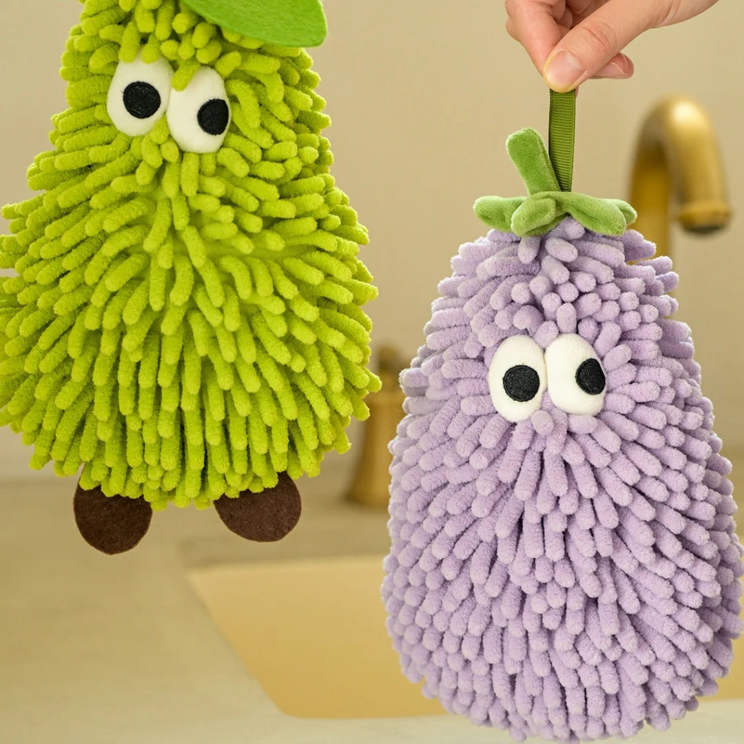 Fruit Shaped Hanging Hand Towels | Soft Chenille Washcloth