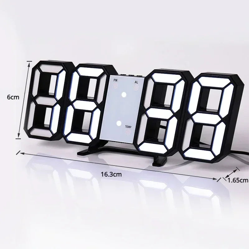 3D LED Digital Wall Clock – Night Mode, Alarm, Bedroom Decor