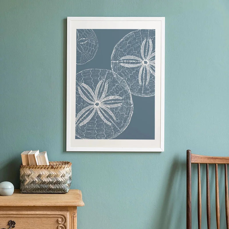 Blue Coastal Seashell Canvas Wall Art | Kids Room Ocean Decor