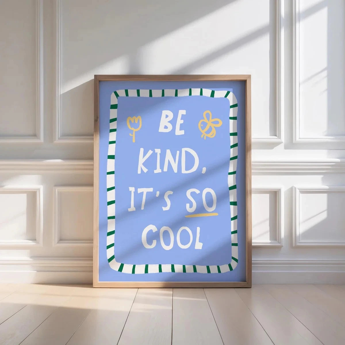Be Kind It's So Cool Cartoon Canvas Wall Art Print | Kids Decor