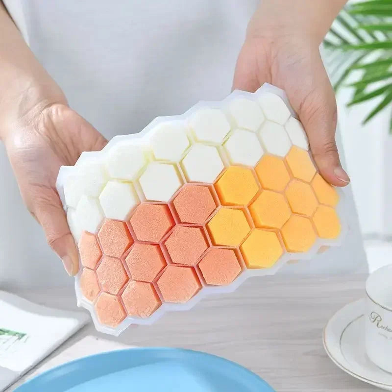37 Grid Ice Cube Mold Honeycomb Shaped Tray DIY Cream Bar Cocktail