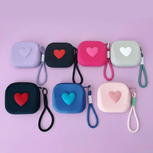 Heart Silicone Coin Purse Organizer Pouch with Woven Lanyard Silicone Coin Purse Oasis Select
