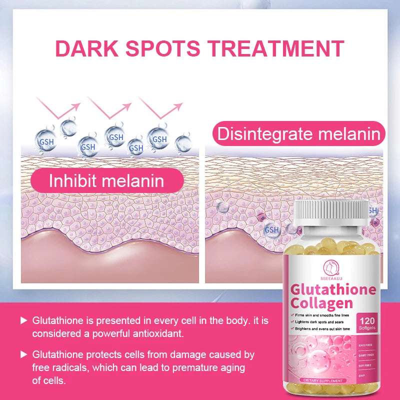 Collagen & Glutathione Capsules – Skin, Antioxidant & Liver Support Dietary Supplement Peaceful Pleasures Health and Wellness