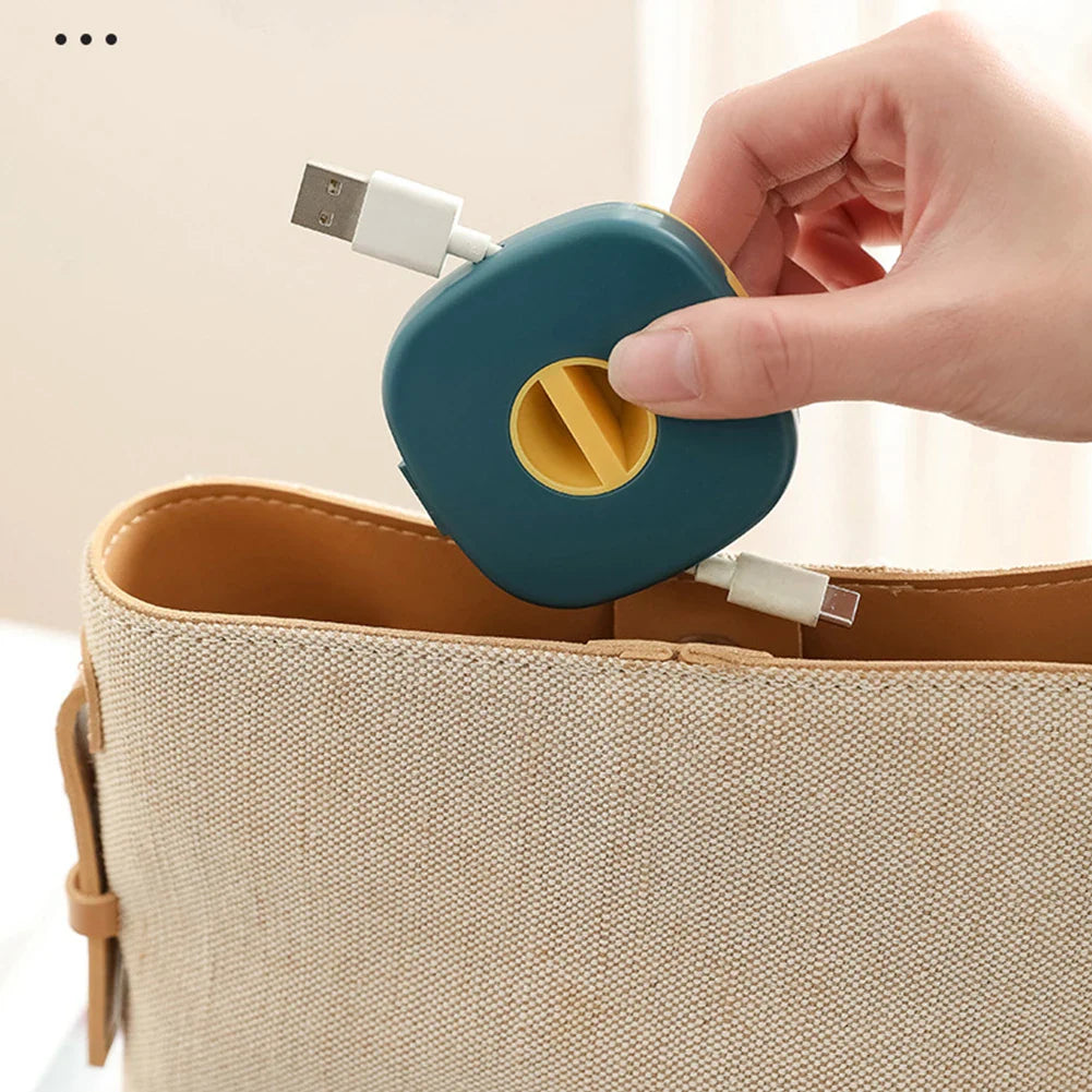 Mini Rotating Cable Winder Box | Portable Cord Organizer