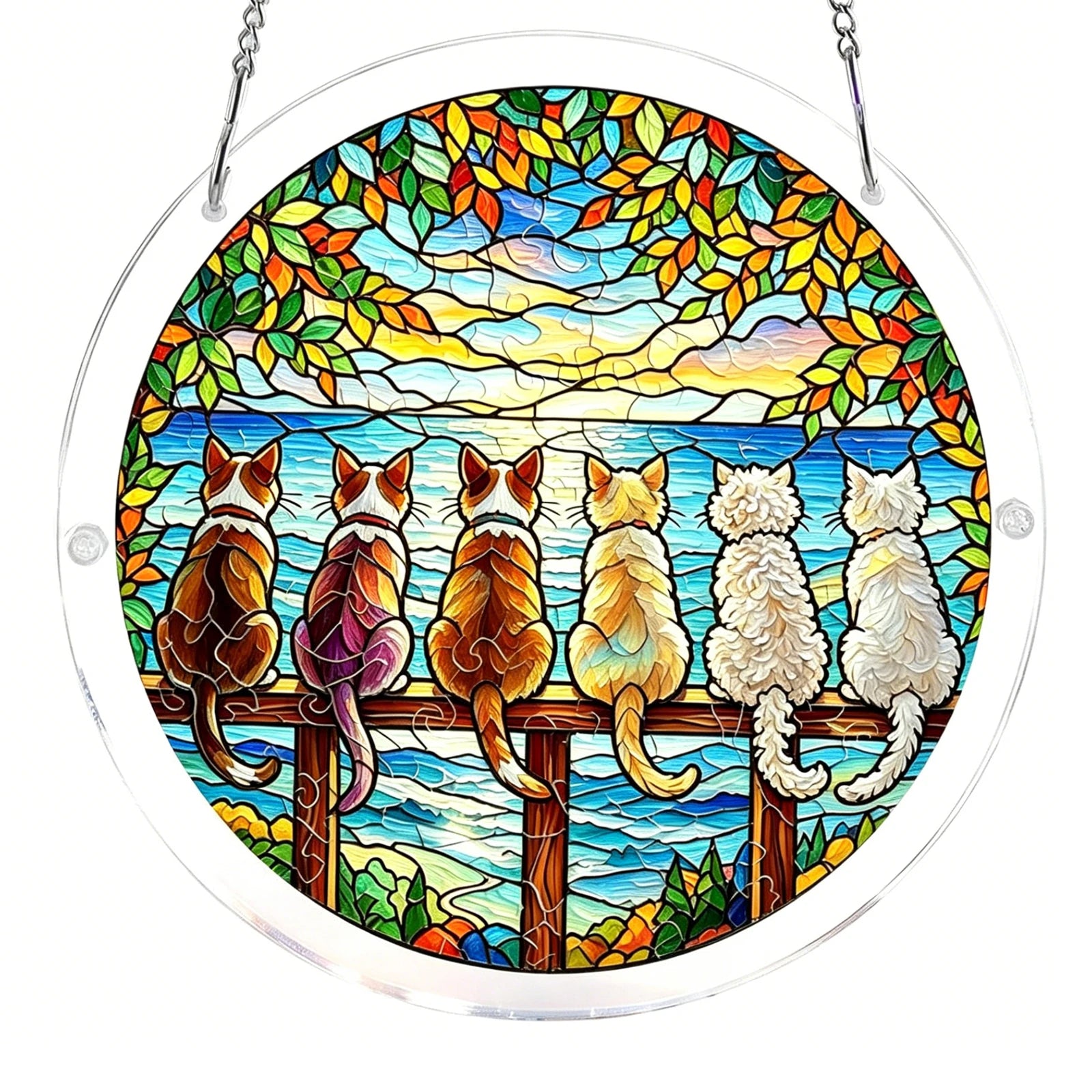 Animal Acrylic Jigsaw Puzzle Suncatcher Window Hanging Crafts DIY Puzzle Suncatcher Home Decor for Apartment Living Room Bedroom Peaceful Pleasures Health and Wellness Style 8 L-22cm