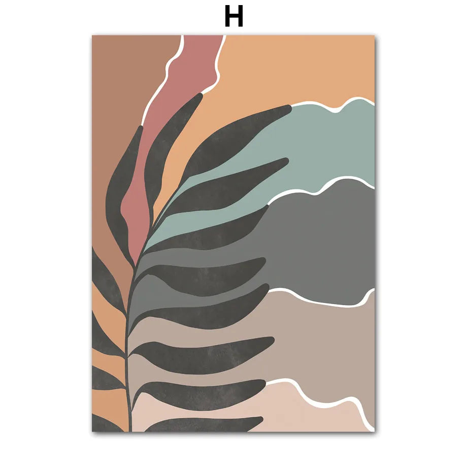 Boho Abstract Line Art Canvas Print | Beige Terracotta Wall Art