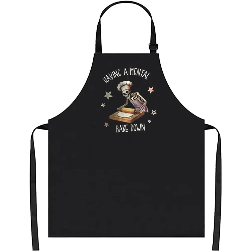 Funny Skeleton Chef Apron – Gothic Halloween Baking Gift Kitchen Apron Peaceful Pleasures Health and Wellness AApron 67x75cm
