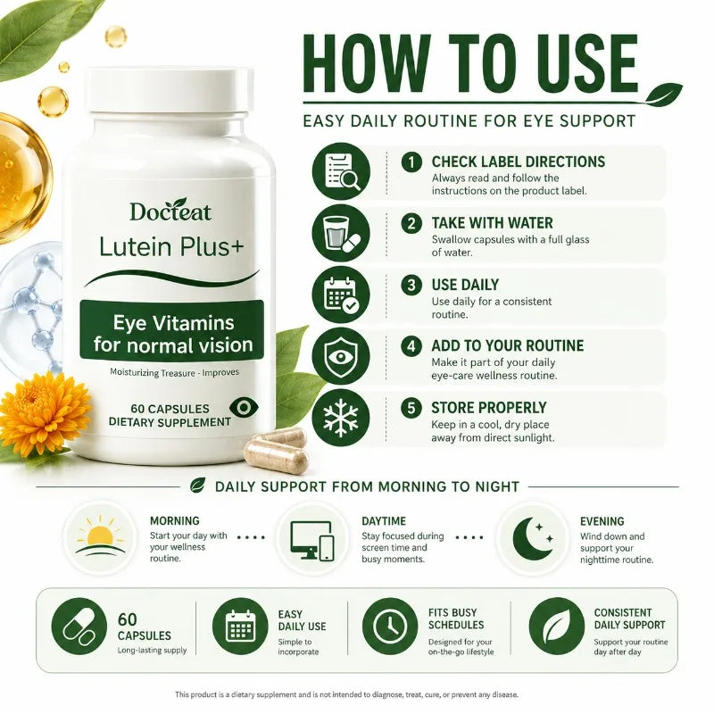 Docteat Lutein Eye Vitamins 60 Caps | Zeaxanthin, Zinc, C & E