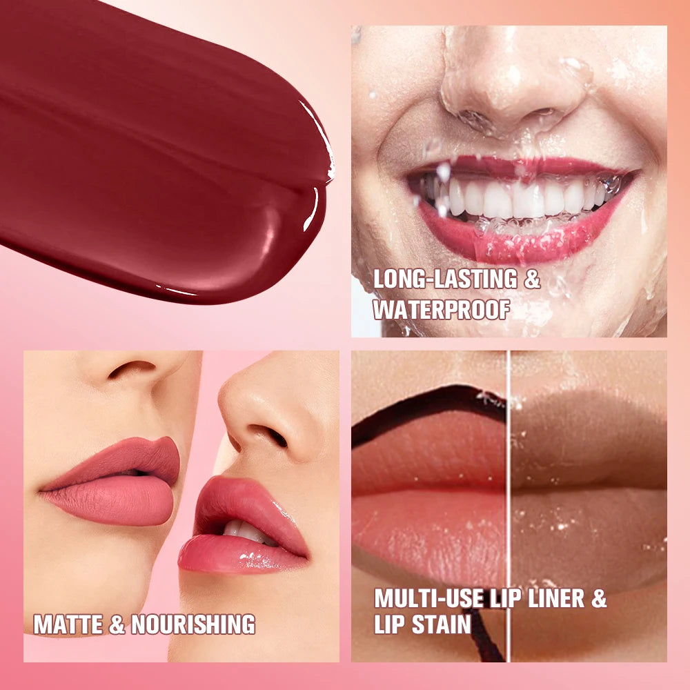 Lakerain 2 In 1 Liner Lipglaze & Moisturizing Lip Oil Peel-off Lip Gloss Deep Hydration Waterproof Soft Lips Dual-head Design Peaceful Pleasures Health and Wellness